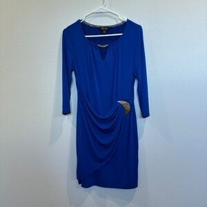 Chic Blue Dress with Gold Accents